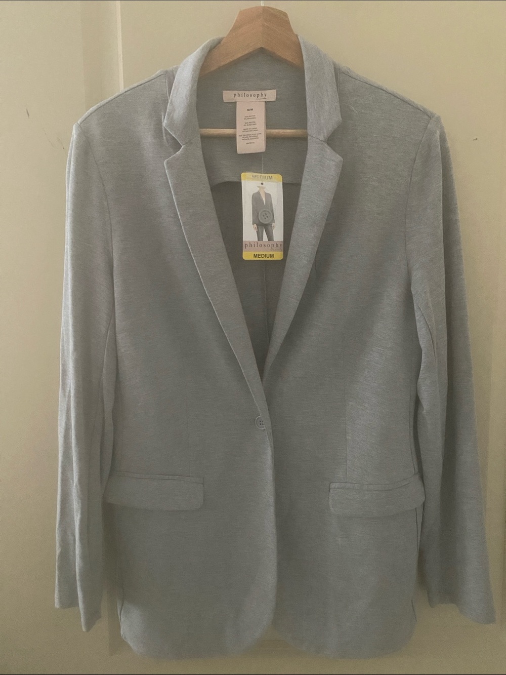 Philosophy Light Gray Single-Button Stretch Blazer